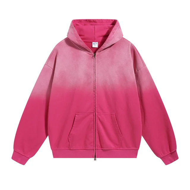 Washed Vintage Cardigan Men's And Women's Coats Spray Dyed Rose Red - Shop at LoveMi