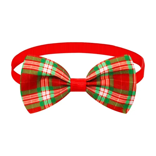 Christmas Plaid Striped Bow Tie Dog Cat One word Bow Tie Multiple Colors 2 Style - Shop at LoveMi