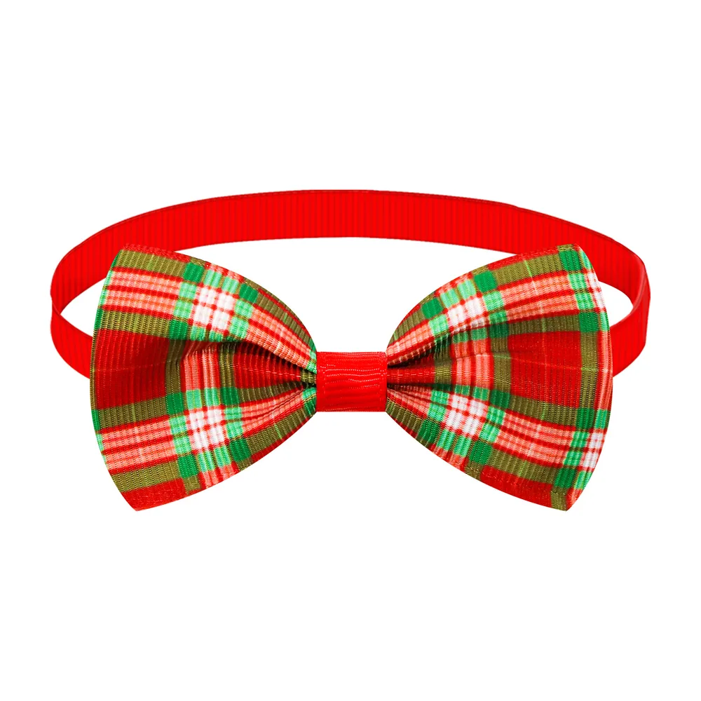 Christmas Plaid Striped Bow Tie Dog Cat One-word Bow Tie Multiple Colors - 2 Style - View 1