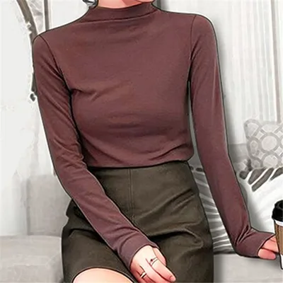 Bottoming Shirt Slim Fit Versatile Inner Match Top Dark Coffee - Shop at LoveMi