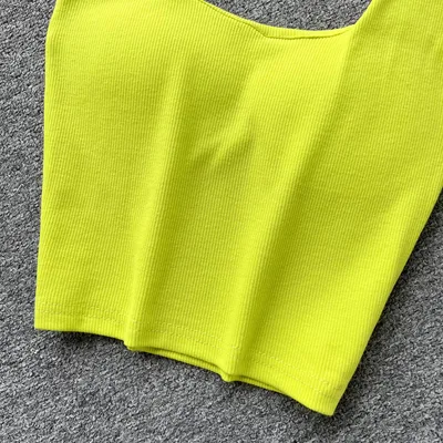 Women's Solid Color European And American Halter Spaghetti Straps Fluorescent Yellow - Shop at LoveMi