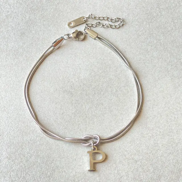 New Letter A Z Love Knot Bracelets For Women Couple Gold Color Dainty Snake Chain Charm Bracelet Stainless Steel Jewelry Gift Valentine's Day Gifts... Silver P - Shop at LoveMi