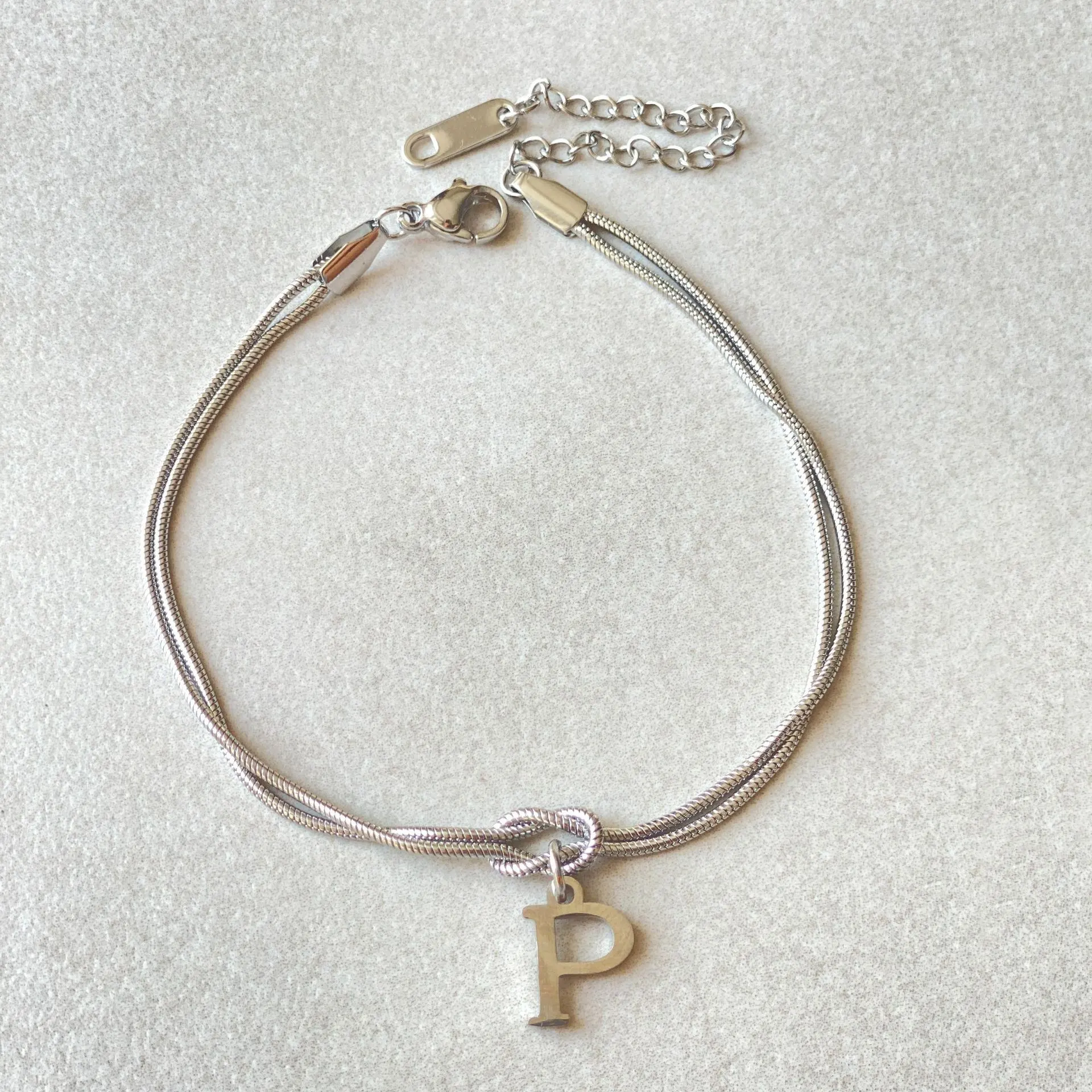 New Letter A-Z Love Knot Bracelets For Women Couple Gold Color Dainty Snake Chain Charm Bracelet Stainless Steel Jewelry Gift Valentine's Day Gifts...