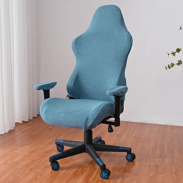 Polar Fleece Elastic Dustproof E sports Swivel Chair Cover Blue - Shop at LoveMi
