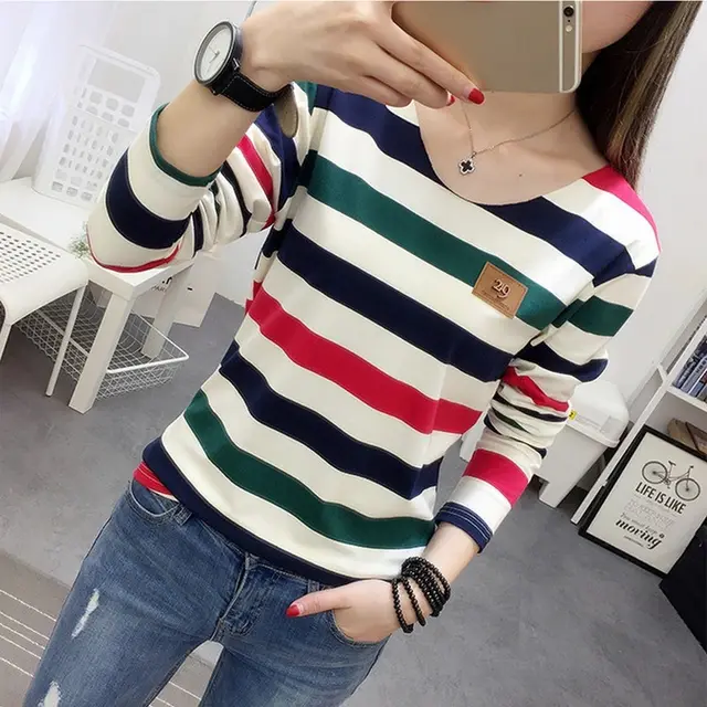 Korean Spring And Autumn Clothing T shirt For Women Red And Green - Shop at LoveMi