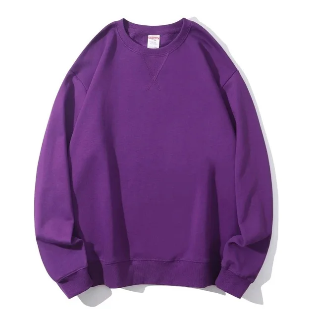 Cotton Heavy Terry Round Neck Men's Sweater Inverted Triangle Deep Purple - Shop at LoveMi