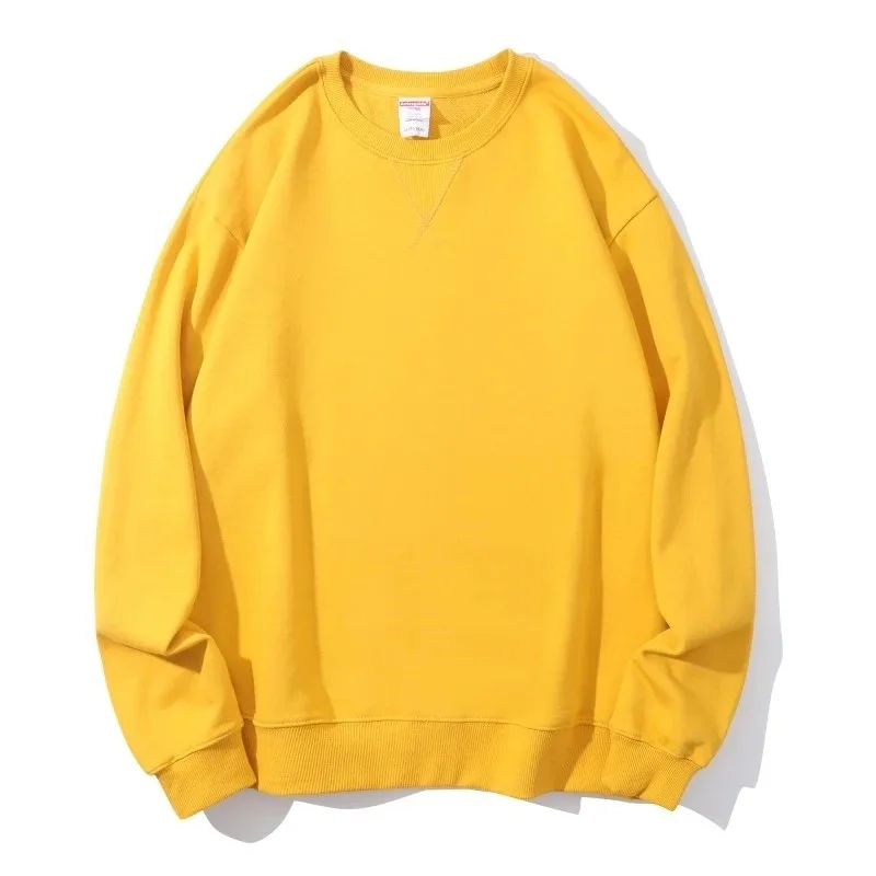 Cotton Heavy Terry Round Neck Men's Sweater Inverted Triangle Turmeric M - Shop at LoveMi