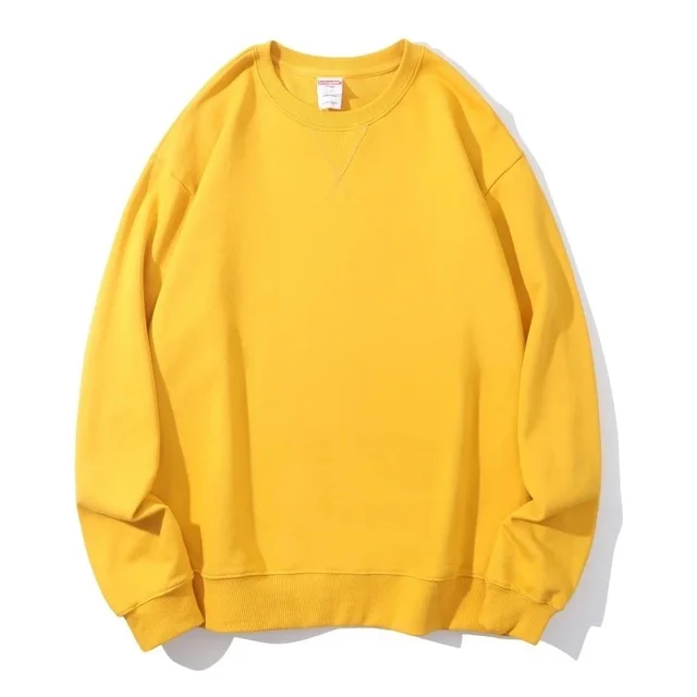 Cotton Heavy Terry Round Neck Men's Sweater Inverted Triangle Turmeric - Shop at LoveMi