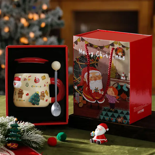 Good looking Ceramic With Cover Spoon Hand Gift Couple Coffee Cup Christmas Lucky Bag Gift Box - Shop at LoveMi