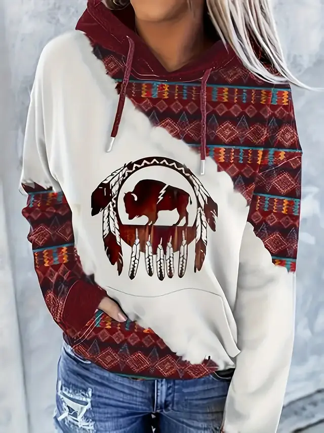 Women's Hoodie Fashionable Ethnic Style Casual Sports Hoodie Cxwy W 2 1 - Shop at LoveMi