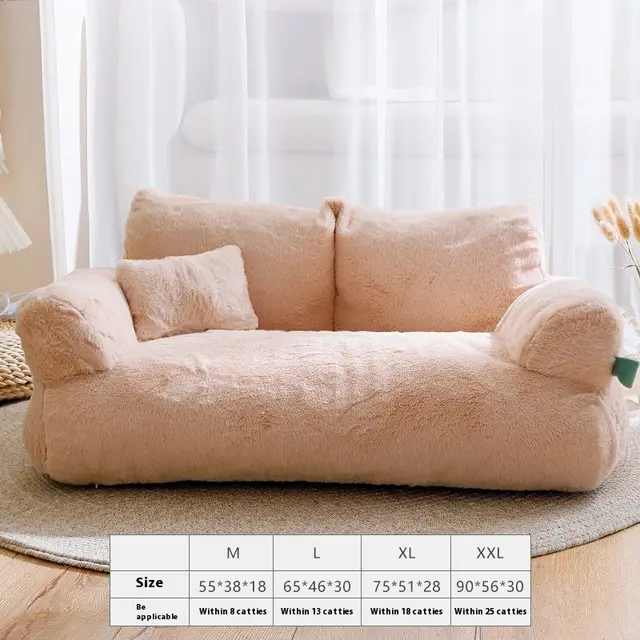 Winter Cat Nest Warm Sofa Plush Sunset Orange - Shop at LoveMi