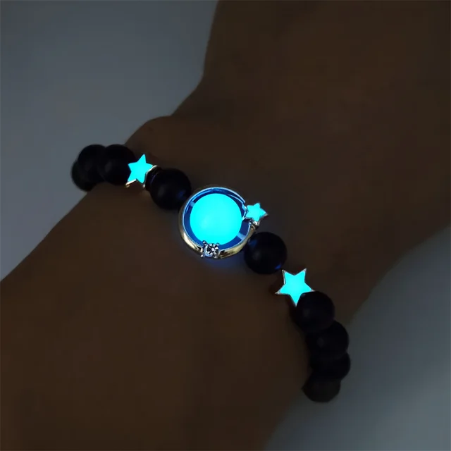 Creative Elastic Luminous Men And Women Bracelet Golden Blue Light - Shop at LoveMi
