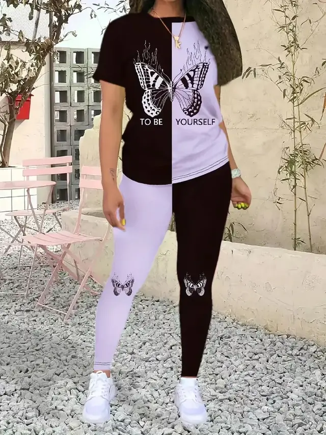 Trendy Fashion Colorblock Short Sleeve Suit T006 - Shop at LoveMi