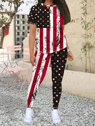 Trendy Fashion Colorblock Short Sleeve Suit T008 L - Shop at LoveMi