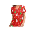 Christmas Women's Short-sleeved V-neck Protective Clothing Nursing Gown Top - Style 5