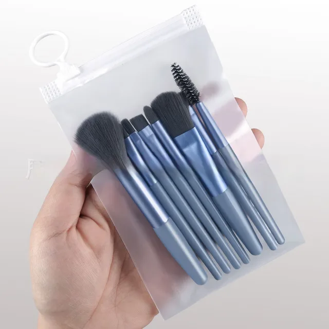 Makeup Brush Set Portable And Complete Set Of Tools 8 Pieces Of Blue - Shop at LoveMi