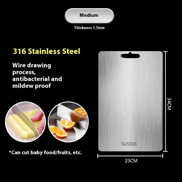 316 Stainless Steel Thickened Cutting Board Oversized Mildew proof Household Kitchen Panel Single Available 34X23Cm - Shop at LoveMi