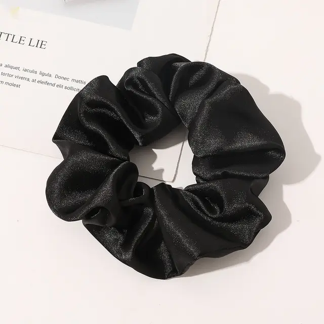 Silk Large Intestine Silk Sweet Satin High end Hair Ring Black - Shop at LoveMi