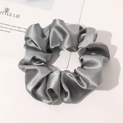 Silk Large Intestine Silk Sweet Satin High end Hair Ring Dark Gray - Shop at LoveMi