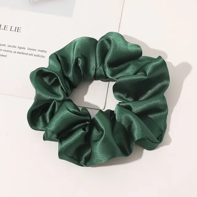 Silk Large Intestine Silk Sweet Satin High end Hair Ring Dark Green - Shop at LoveMi