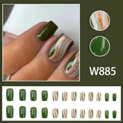 Army Green Corrugated Lines Nail Sticker W885 Glue Type - Shop at LoveMi
