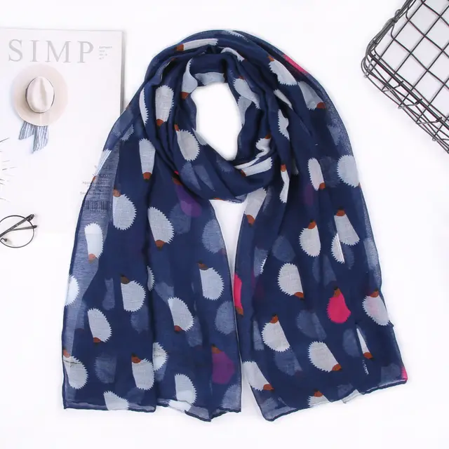 New Hedgehog Print Paris Scarf Navy Blue - Shop at LoveMi