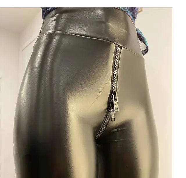 Sexy Black Matte Pc Leather Crotch Pants Exotic Sexy Black Matte Black - Shop at LoveMi