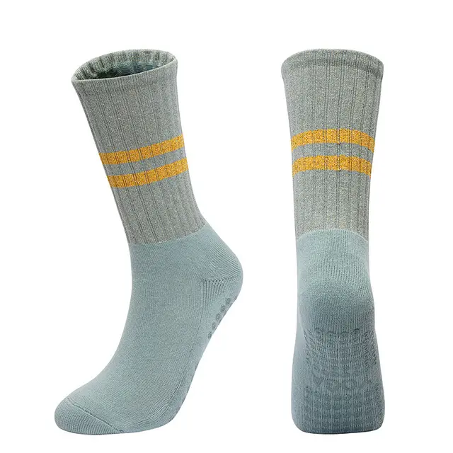 Women's Autumn And Winter Long Tube Terry Non slip Aerobics Socks Green Gold - Shop at LoveMi