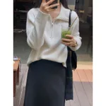 Autumn New Zipper Sweater Sweater For Women Loose Outer Wear - White
