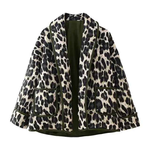 Women's Fashion Street Hipster Leopard Print Coat Leopard Print Cotton Jacket 2 - Shop at LoveMi