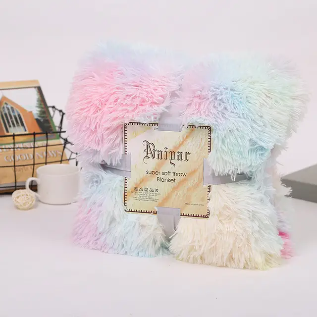 Thickened Autumn And Winter Blanket Double sided Velvet Gift Blanket Light Rainbow Color - Shop at LoveMi