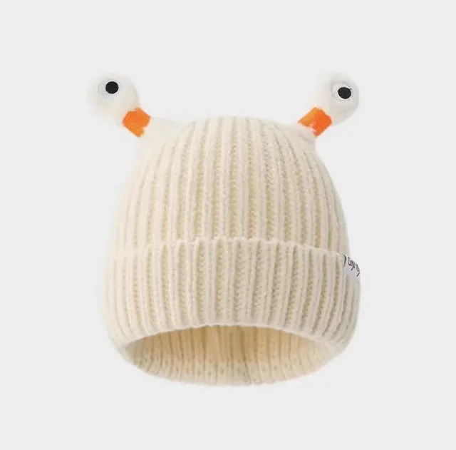 2 New Cute Luminous Autumn And Winter Warm Ear Protection Wool Korean Cartoon Fashion All matching Knitted Hat Beige - Shop at LoveMi