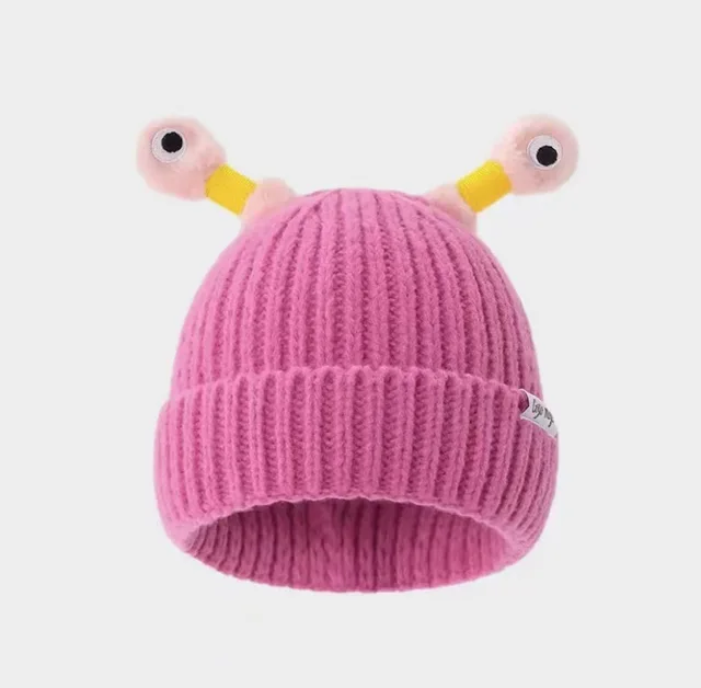 2 New Cute Luminous Autumn And Winter Warm Ear Protection Wool Korean Cartoon Fashion All matching Knitted Hat Rose Red - Shop at LoveMi