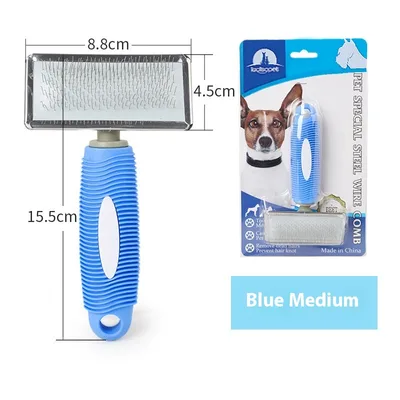 Fashion Comfortable Plastic Handle Pet Needle Comb Blue Medium - Shop at LoveMi