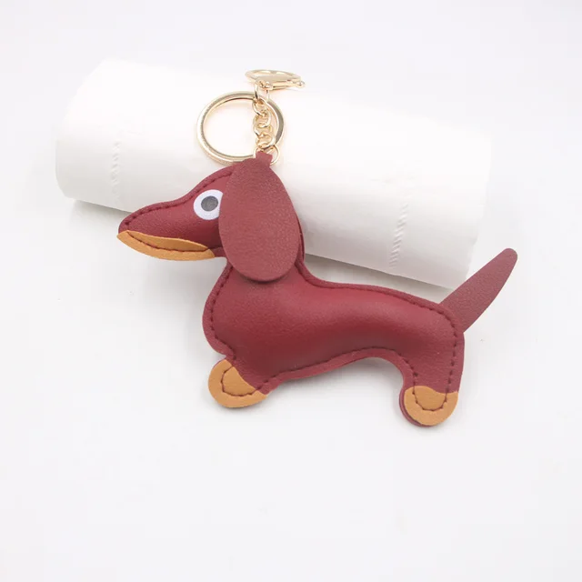 Fashion Car Key Chain Sausage Dog Pendant Dark Red - Shop at LoveMi
