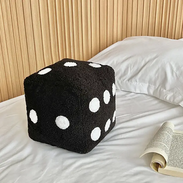 Simple Home Decoration Pillow Simulation Dice Plush Sofa Cushion Black - Shop at LoveMi