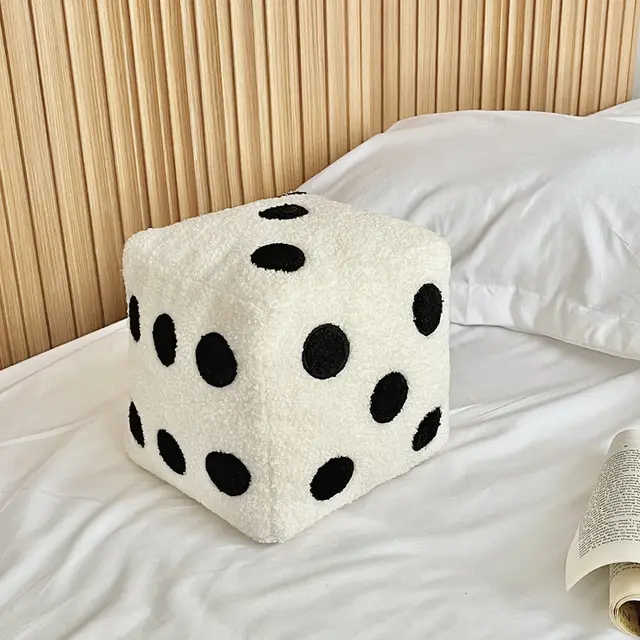 Simple Home Decoration Pillow Simulation Dice Plush Sofa Cushion Milky White - Shop at LoveMi