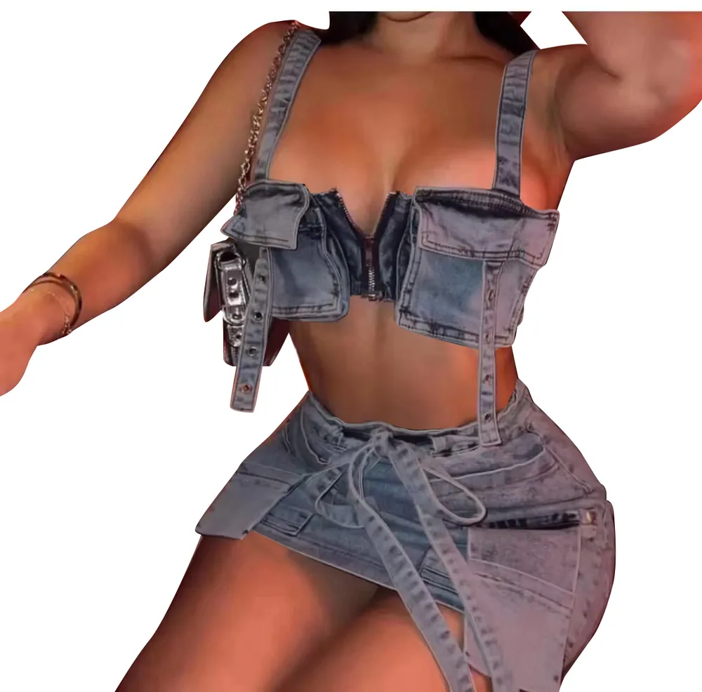 New Denim Strapless Dress Suit Short Light Blue - Shop at LoveMi