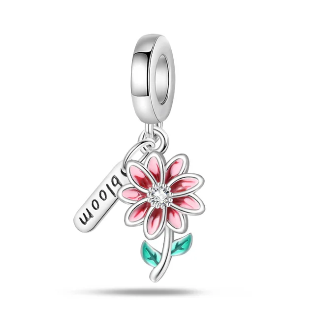 Mother's Day Gift Alloy Hanging Ornament Beads Blooming Pink Daisy Pendant - Shop at LoveMi