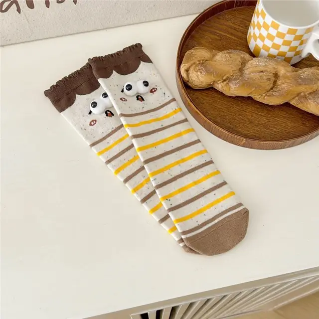 Funny Couple Cute Cartoon Big Stereo Eyes Tube Socks Style 2 - Shop at LoveMi