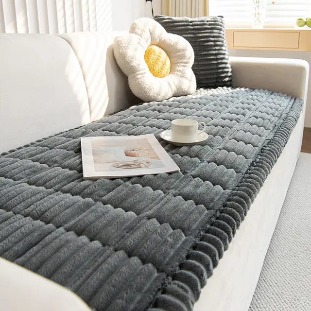 Simple Modern Non slip Autumn And Winter Plush Cushion Dark Gray - Shop at LoveMi