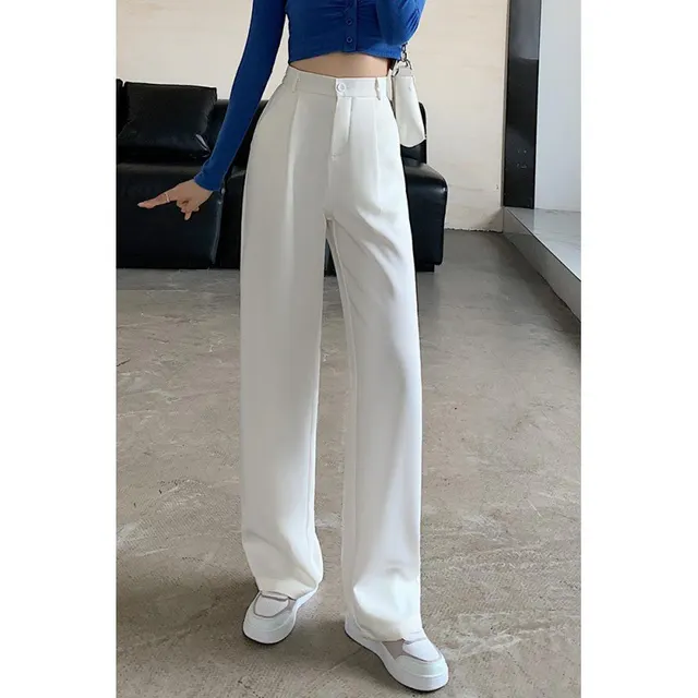Spring Popular Narrow Wide leg Women's Small High Waist Drape Straight Loose Casual Pants White Small Man - Shop at LoveMi