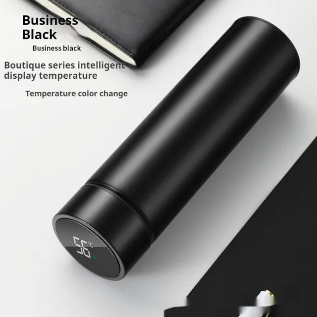 Smart Temperature Display High grade Insulated Bottle Portable Large Capacity Classic Black - Shop at LoveMi