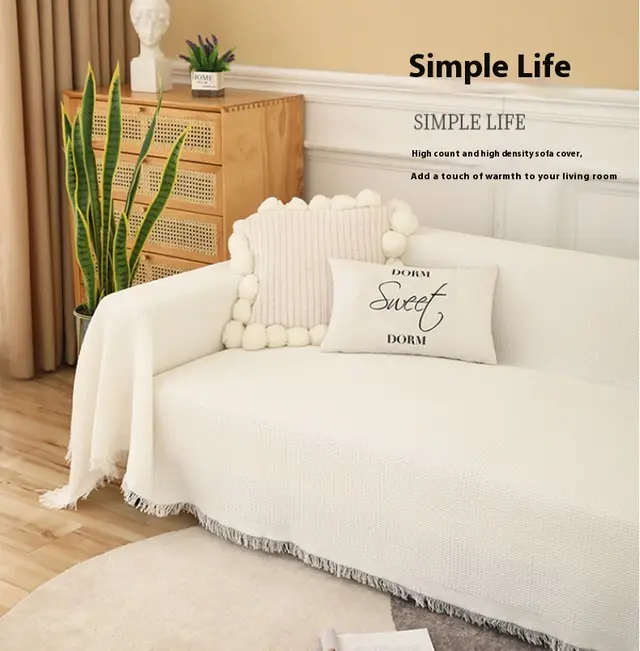 Solid Color Four Seasons Cotton Blanket Cushion Nap Blanket Honeycomb White - Shop at LoveMi