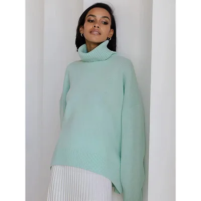 Soft And Comfortable High Polo Collar Solid Color Pullover Green - Shop at LoveMi