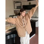 Real Shot Boyfriend Style Lazy And Loose Niche Waffle Coat - Khaki