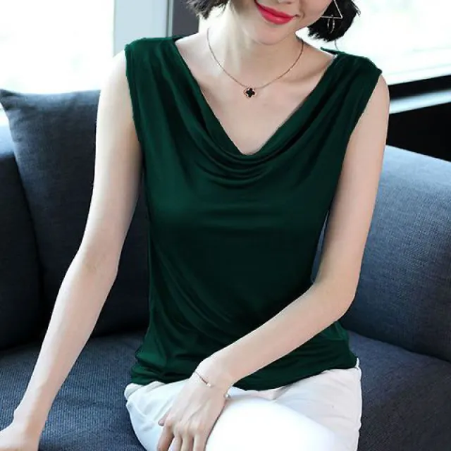Fashion Women's Base Versatile Solid Color Top Dark Green - Shop at LoveMi