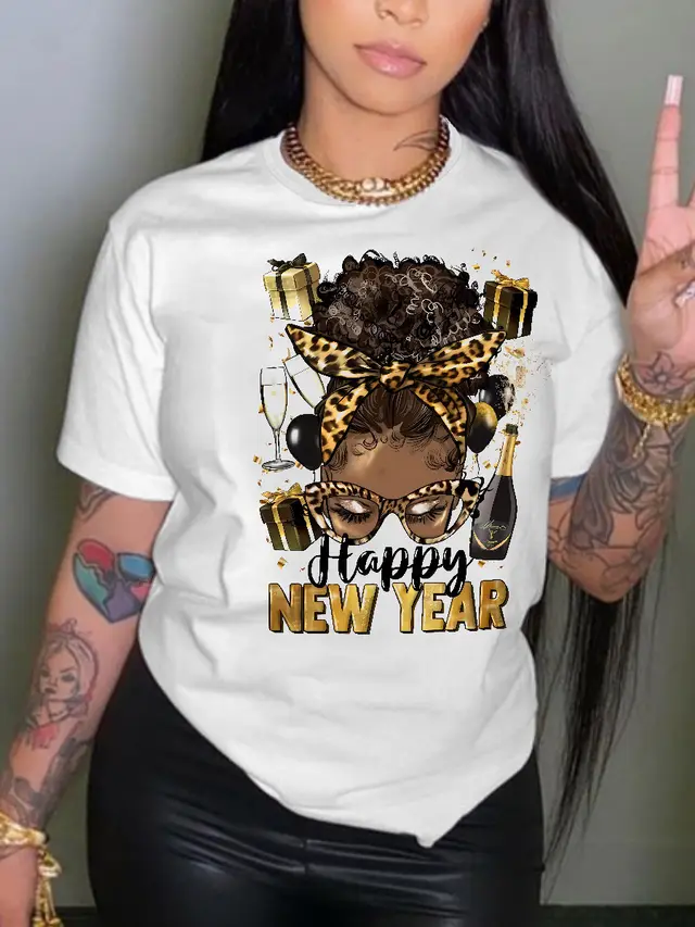 Pattern Printed Short sleeved T shirt Trendy 10 White - Shop at LoveMi