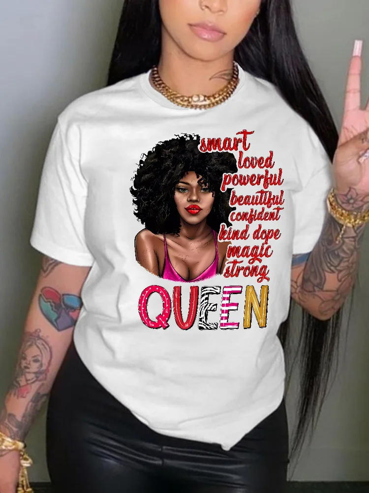 Pattern Printed Short-sleeved T-shirt Trendy - 9 White