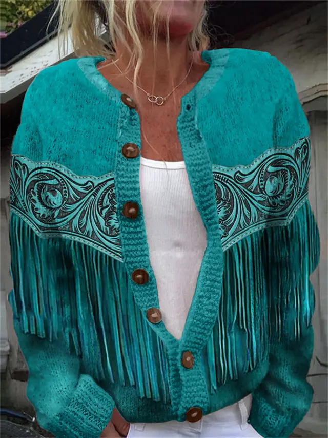3D Digital Printing Cardigan Knitted Coat Women 4 Colors - Shop at LoveMi